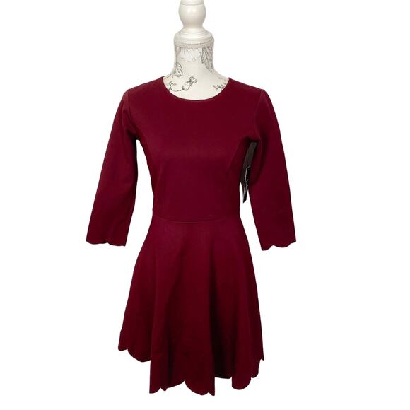 5 for $25| Lulus Cumulonimbus Clouds Burgundy Skater Dress Size M NWT - Picture 1 of 13